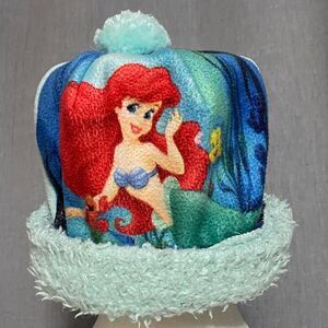 Y2K Disney Store Ariel Little Mermaid Winter Hat Pom Beanie Sherpa L/G
